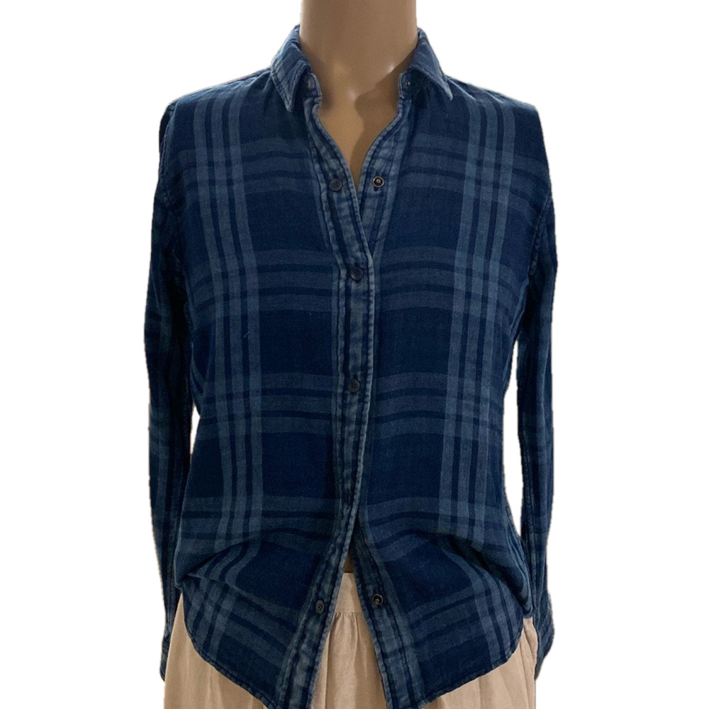 Faherty Blue Plaid Button-Down Shirt